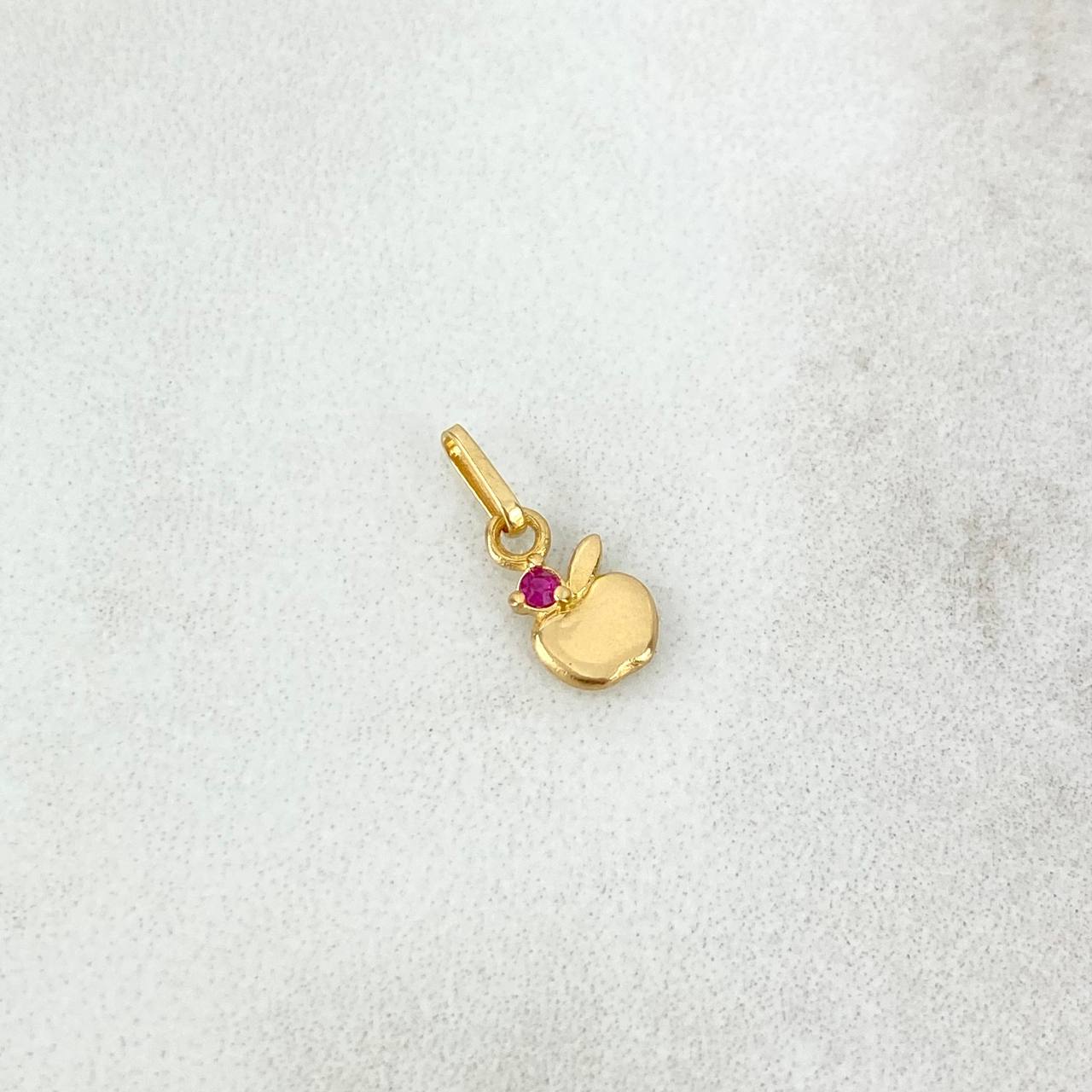 Dije Manzana 0.3gr / 1.5cm Circon Fucsia  Oro Amarillo