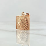 Dije Indio Marco Cuadricular 4.15gr / 2.2cm / Texturizado Borde Liso Oro Rosa 18K ©