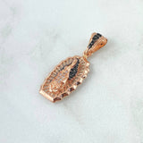 Dije Virgen Guadalupe 2.85gr / 3cm / Circones Blancos Negros Oro Rosa 18K ©