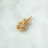 Dije Oso Articulado 2.6gr / 1.9cm / Circones Blancos Ojos Negros Oro Amarillo 18K *