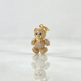 Dije Oso Articulado 2.6gr / 1.9cm / Circones Blancos Ojos Negros Oro Amarillo 18K *