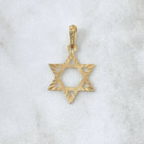 Dije Estrella De David 0.75gr / 2.5cm / Diamantada Oro Amarillo 18K *