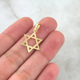 Dije Estrella De David 0.75gr / 2.5cm / Silueta Diamantada Oro Amarillo 18K ©