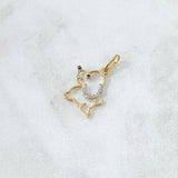 Dije Silueta Perro 0.7gr / 2cm / Circones Blancos Oro Amarillo 18K