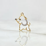 Dije Silueta Perro 0.7gr / 2cm / Circones Blancos Oro Amarillo 18K