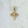 Dije Cruz Circular 1.2gr / 2.4cm / Circones Blancos  Oro Amarillo 18K