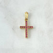 Dije Cruz 1.35gr / 2.1cm / Circones Blancos Fucsia  Oro Amarillo 18K ©