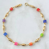 Pulso Rustico Barril Liso 2.65gr / 17cm / 3mm Cauchos De Colores Oro Amarillo 18K *