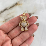 Dije Oso Articulado Corbatin 11.4gr / 3.8cm / Circones Blancos Negros Oro Amarillo