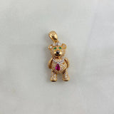 Dije Oso Articulado Collar Corona 5.8gr / 3cm / Circones Blancos Fucsia Verde Dos Oros Amarillo Blanco