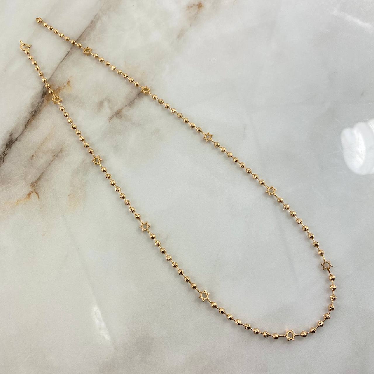 Cadena Militar Estrellas 15.3gr / 50cm / 3mm Diamantada-Lisa Oro Amarillo Nac.Esp