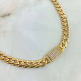 Cadena Cubana 47.95gr / 60cm / 8mm Circones Blancos Oro Amarillo Nac.Esp  ©