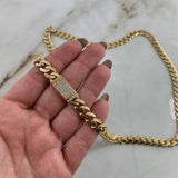Cadena Cubana 47.95gr / 60cm / 8mm Circones Blancos Oro Amarillo Nac.Esp  ©