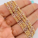 Cadena Figaro 5.8gr / 60.4cm / 3.09mm Dos Oros Amarillo Blanco +1 18K &