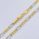 Cadena Figaro 6.2gr / 65.3cm / 3.1mm Dos Oros Amarillo Blanco +1 18K %