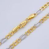 Cadena Figaro 6.25gr / 65cm / 3.1mm Dos Oros Amarillo Blanco +1 18K %