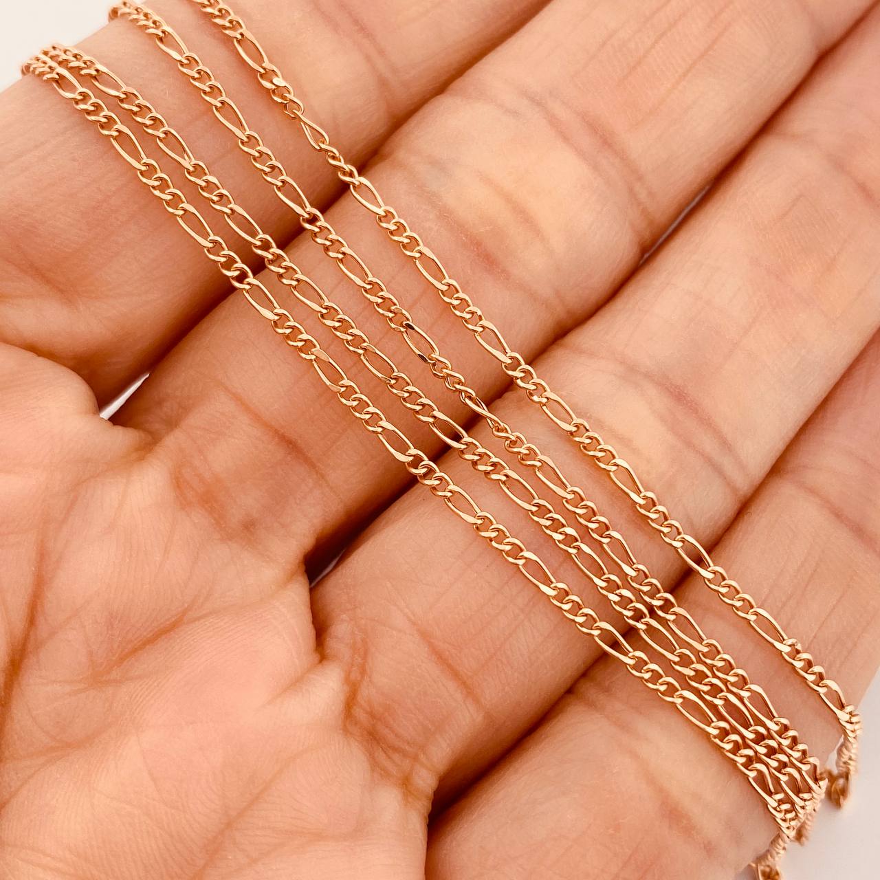 Cadena Figaro 1.4gr / 45cm / 1.36mm Oro Rosa +1 18K &