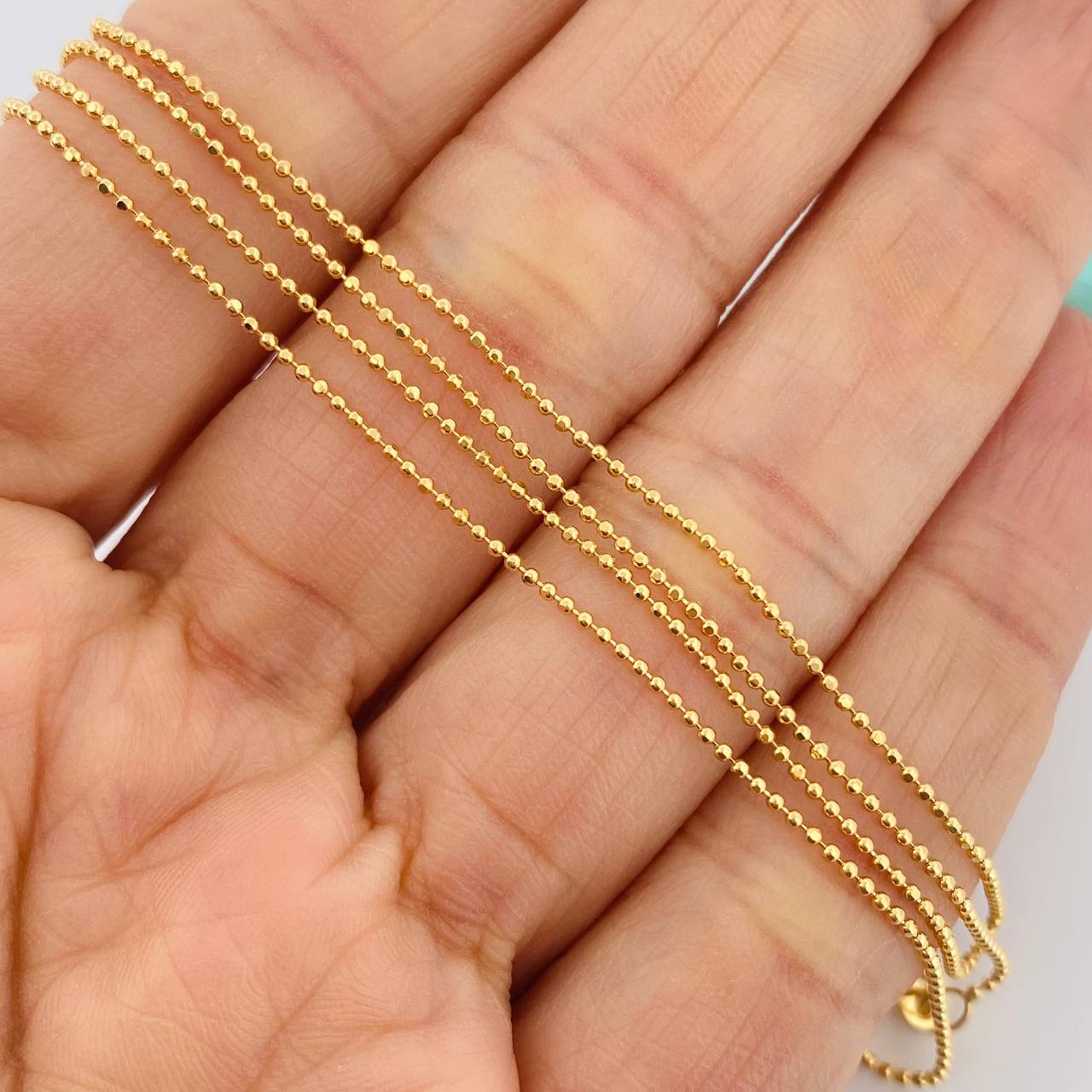 Cadena Mini Militar 1.4gr / 45cm / 0.6mm Oro Amarillo +3 18K &