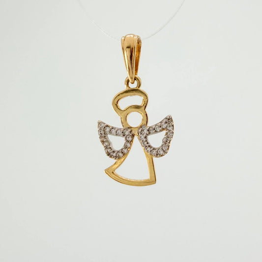 Dije Angel 1.65gr / 2.5cm / Dos Oros Amarillo Blanco 18K %