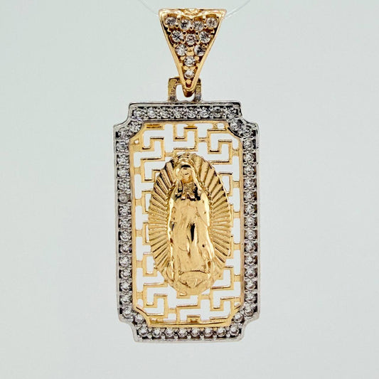 Dije Virgen De Guadalupe 3.2gr / 3cm / Dos Oros Amarillo Blanco 18K %