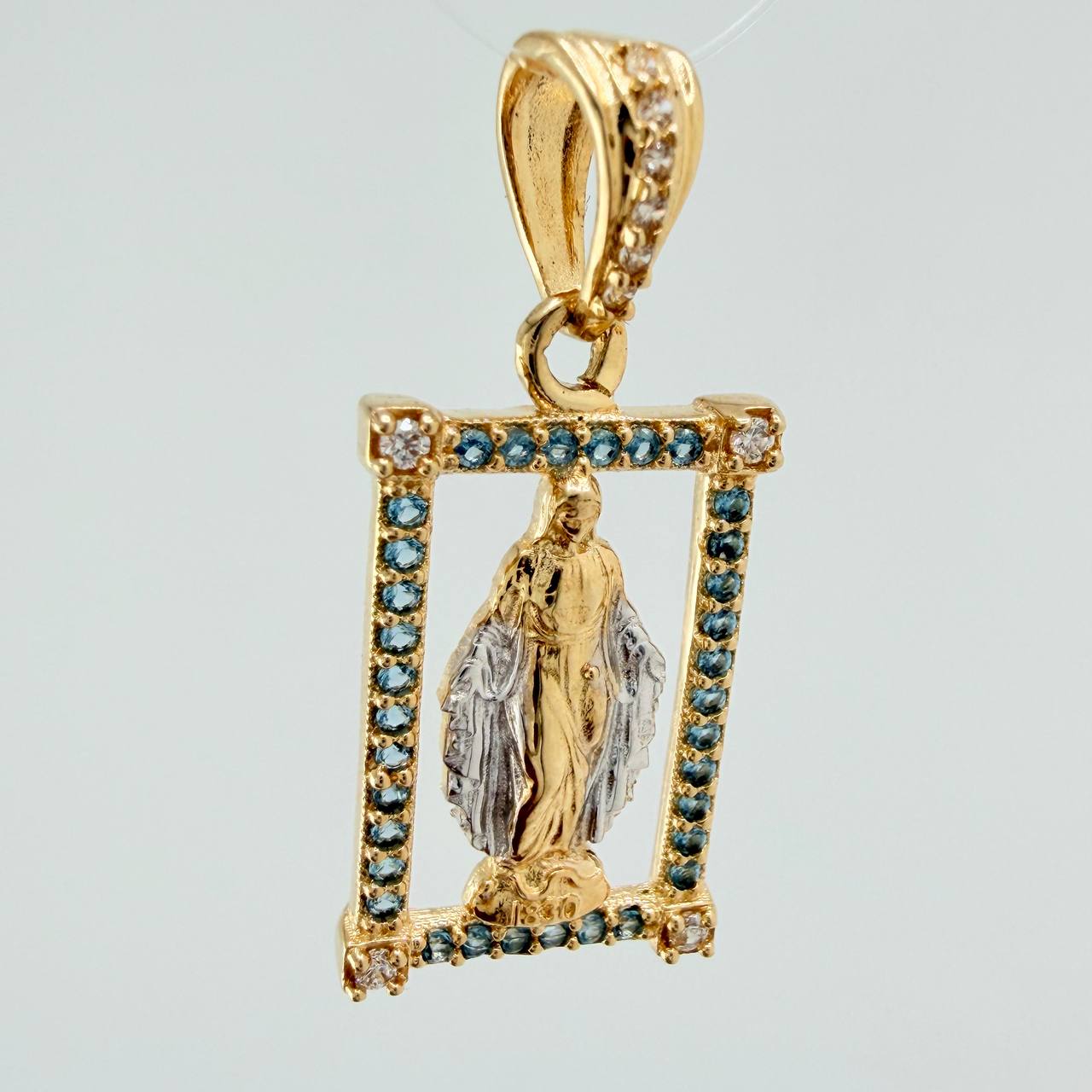 Dije Virgen Milagrosa 2.5gr / 2.5cm / Dos Oros Amarillo Blanco 18K %