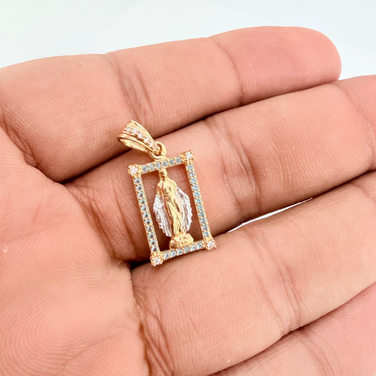 Dije Virgen Milagrosa 2.5gr / 2.5cm / Dos Oros Amarillo Blanco 18K %