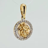 Dije Medalla San Miguel 1.6gr / 2cm / Dos Oros Amarillo Blanco 18K %