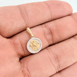 Dije Medalla San Miguel 1.6gr / 2cm / Dos Oros Amarillo Blanco 18K %