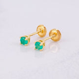 Topos Cuatro Garras Esmeraldas 30pts 0.8g / 3.1mm Oro Amarillo 18K