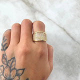 Anillo Churumbela Infinita 7.15gr / T6 3/4 / Circones Blancos Oro Amarillo 18K