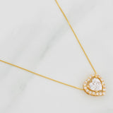 Set Cadena Veneciana + Dije Corazón Moisanitas 1.02 Qts / 2.45g / 45cm Oro Amarillo 18K