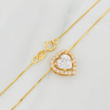 Set Cadena Veneciana + Dije Corazón Moisanitas 1.02 Qts / 2.45g / 45cm Oro Amarillo 18K