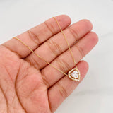 Set Cadena Veneciana + Dije Corazón Moisanitas 1.02 Qts / 2.45g / 45cm Oro Amarillo 18K