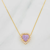 Set Cadena Veneciana + Dije Corazón Moisanitas 1.02 Qts / 2.45g / 40cm Oro Amarillo 18K