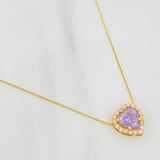 Set Cadena Veneciana + Dije Corazón Moisanitas 1.02 Qts / 2.45g / 40cm Oro Amarillo 18K