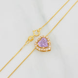 Set Cadena Veneciana + Dije Corazón Moisanitas 1.02 Qts / 2.45g / 40cm Oro Amarillo 18K