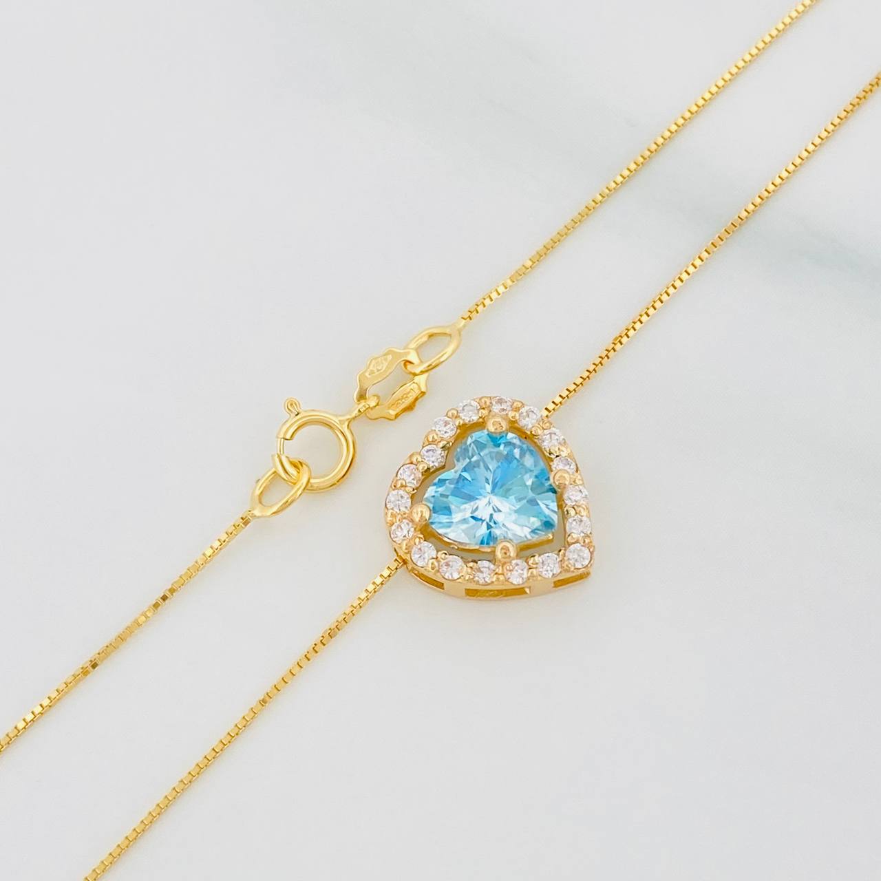Set Cadena Veneciana + Dije Corazon Moisanita 1.02 qts / 2.3g / 40cm Oro Amarillo 18K