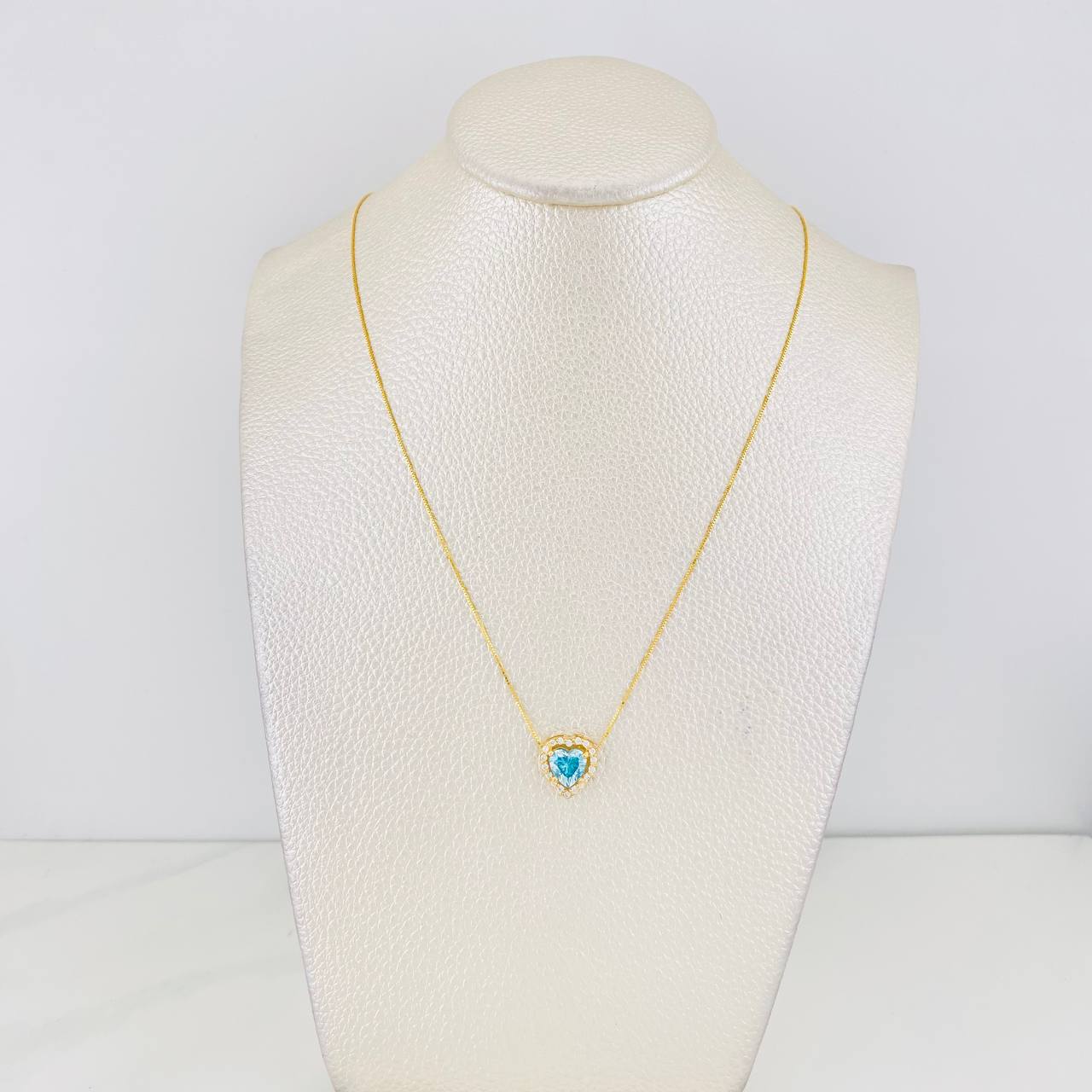 Set Cadena Veneciana + Dije Corazón Moisanitas 1.02 Qts / 2.6g / 50cm Oro Amarillo 18K