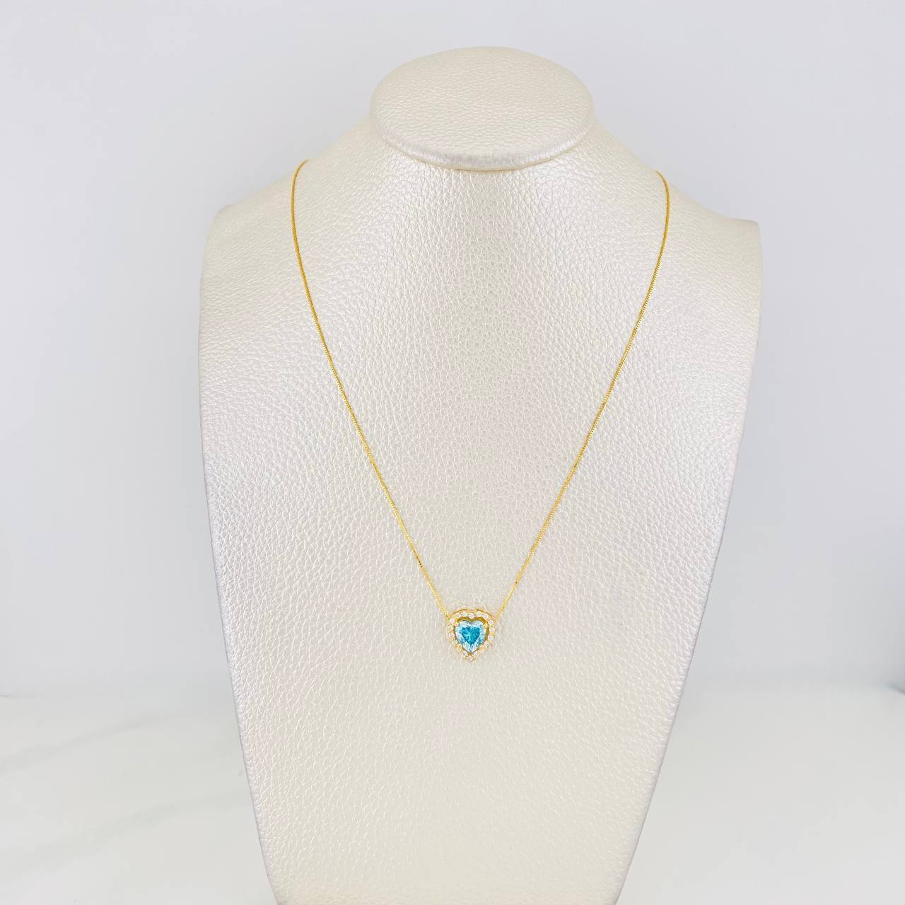 Set Cadena Veneciana + Dije Corazón Moisanitas 1.02 qts / 2.5g / 45cm Oro Amarillo 18K
