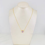 Set Cadena Veneciana + Dije Corazón Moisanitas 1.02 qts / 2.6g / 50cm Oro Amarillo 18K