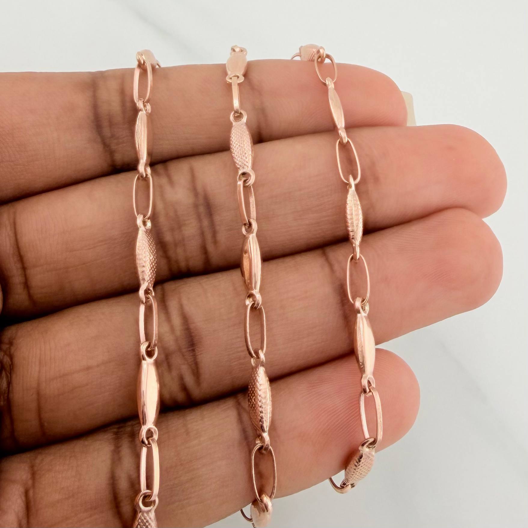 Cadena Rustica Eslabon 7.9 g / 52 cm / 3.25 mm Oro Rosa 18K