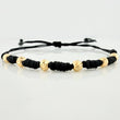 Pulsera Tejida Negra Bolas Diamantadas Oro Amarillo 18K