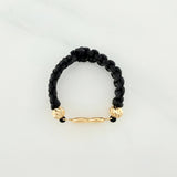 Anillo Tejido Negro Herraje Infinito 0.4 g / T7 Oro Amarillo 18K