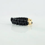 Anillo Tejido Negro Herraje Infinito 0.4 g / T7 Oro Amarillo 18K
