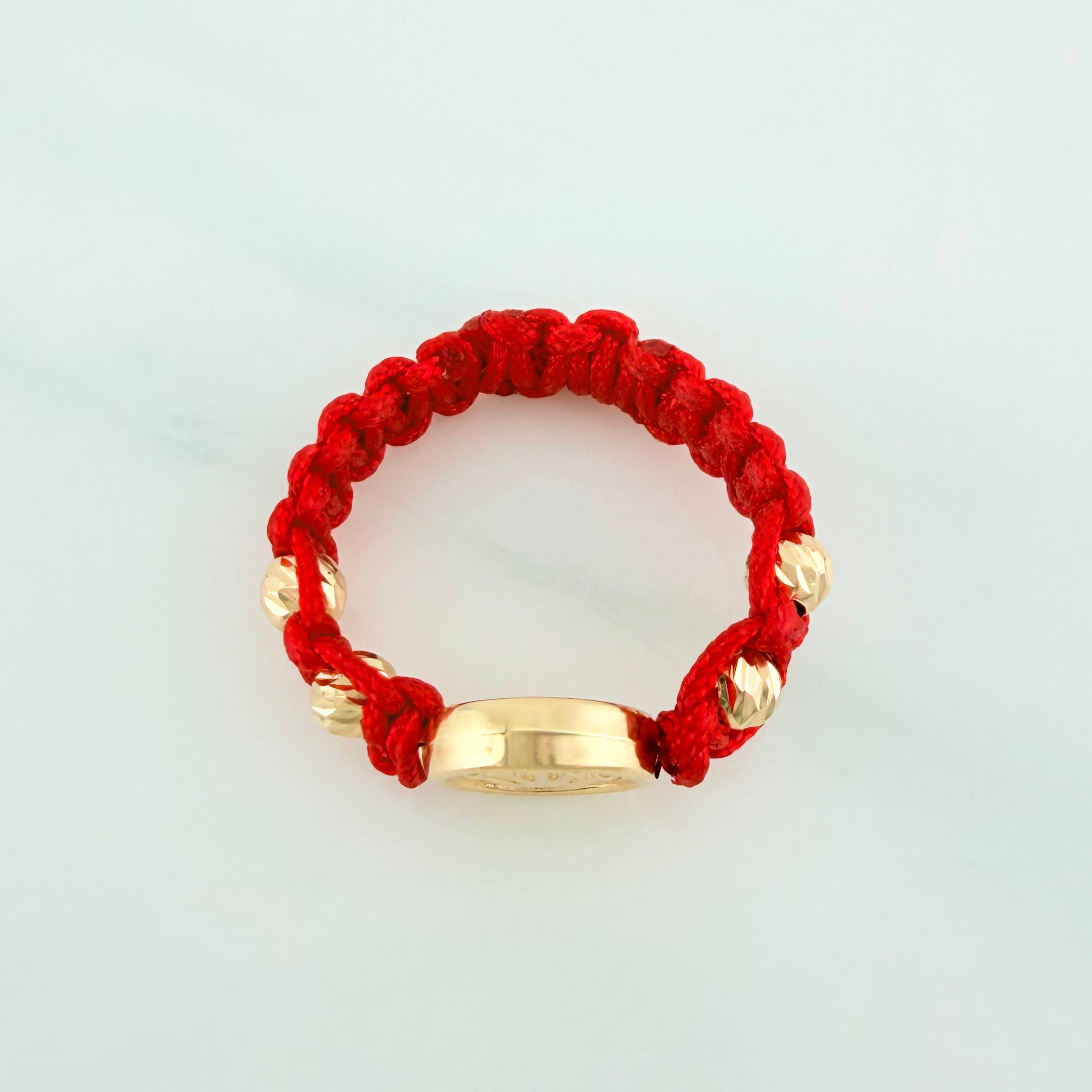 Anillo Tejido Rojo Herraje Corona 0.75 g / T8 Oro Amarillo 18K