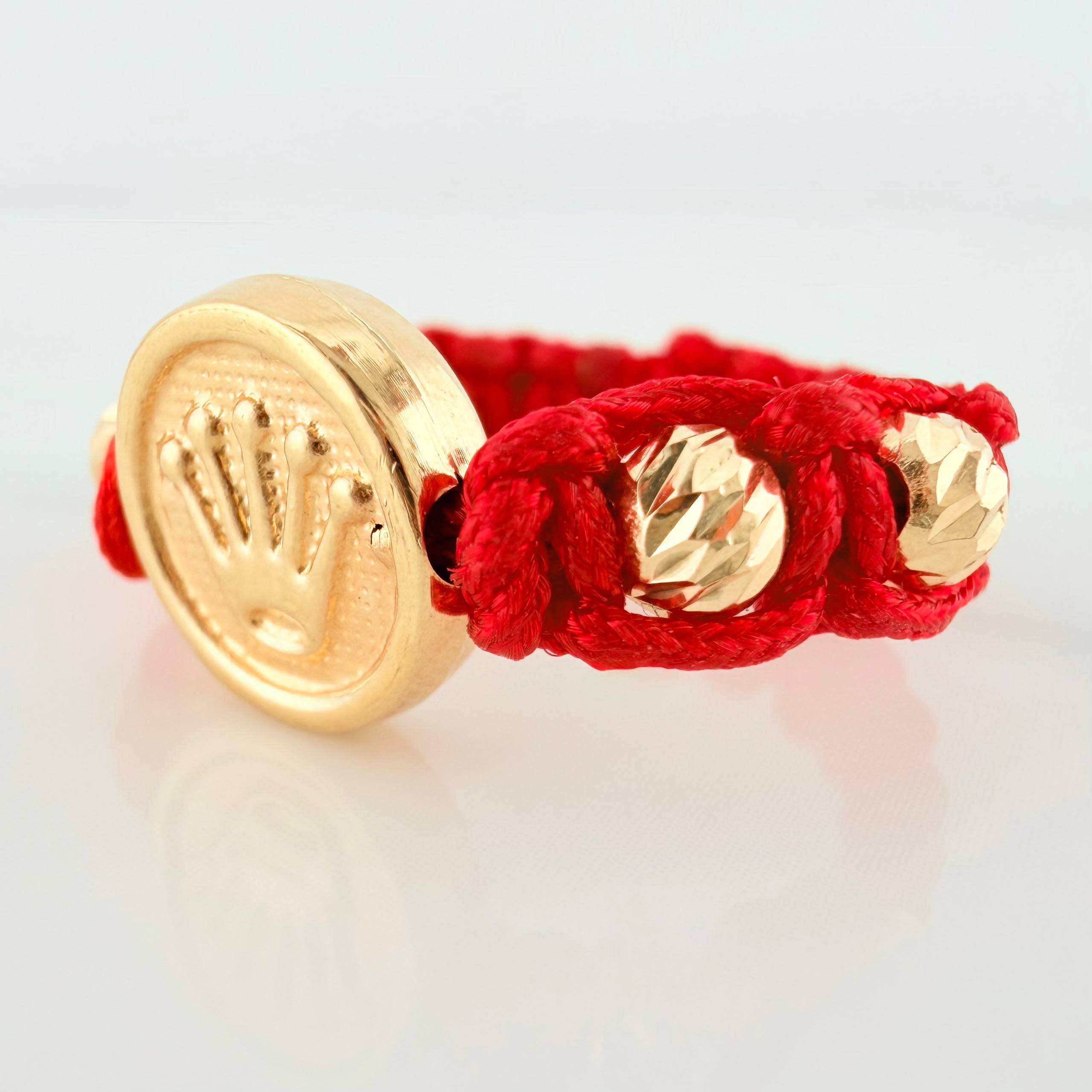 Anillo Tejido Rojo Herraje Corona 0.75 g / T8 Oro Amarillo 18K
