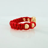 Anillo Tejido Rojo Herraje Corona 0.75 g / T8 Oro Amarillo 18K