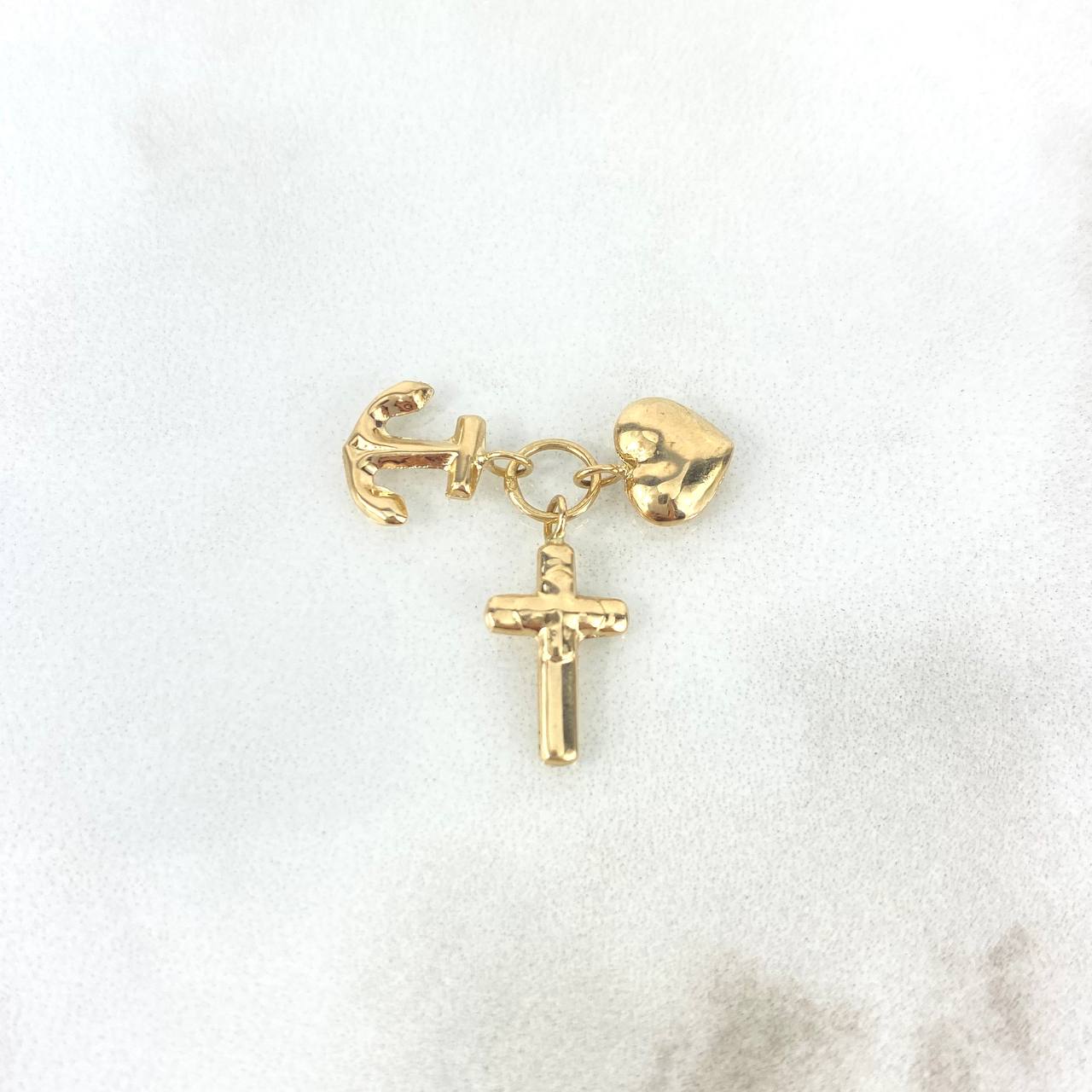 Dije Tres Gracias 0.9gr / 1.5cm / (Curz-Corazón-Ancla) Oro Amarillo
