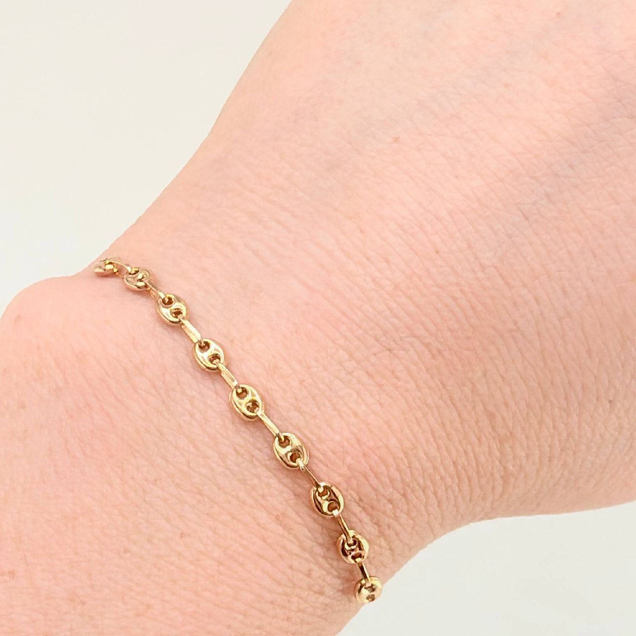 Herraje Retazo GC 13 Eslabones 0.8gr / 8cm / 3.3mm Oro Amarillo 18K