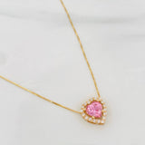 Set Cadena Veneciana + Dije Corazón Moisanitas 1.02 Qts / 2.4g / 40cm Oro Amarillo 18K